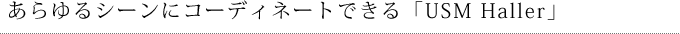 あらゆるシーンにコーディネートできる「USM Haller」