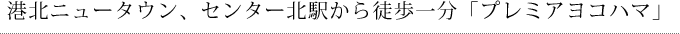 港北ニュータウン、センター北駅から徒歩一分「プレミアヨコハマ」