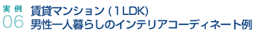 実例06.賃貸マンション（1DK）男性一人暮らしのインテリアコーティネート例