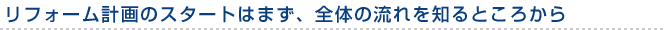 リフォーム計画のスタートはまず、全体の流れを知るところから