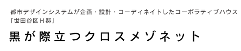 都市デザインシステムが企画・設計・コーディネイトしたコーポラティブハウス「世田谷区H邸」〜黒が際立つクロスメゾネット